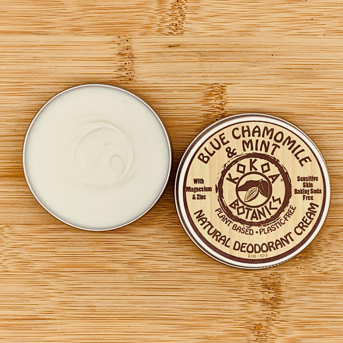 BLUE CHAMOMILE & MINT- Natural Deodorant Cream - Sensitive Skin – Baking Soda-Free 2.75 oz