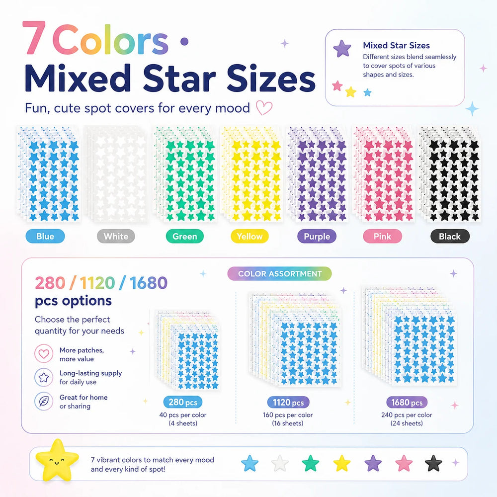 Seven-Color Star Hydrocolloid Pimple Patches