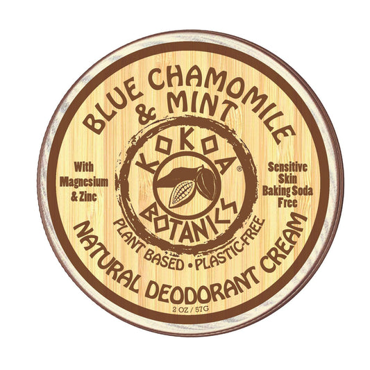 BLUE CHAMOMILE & MINT- Natural Deodorant Cream - Sensitive Skin – Baking Soda-Free  2.75 oz