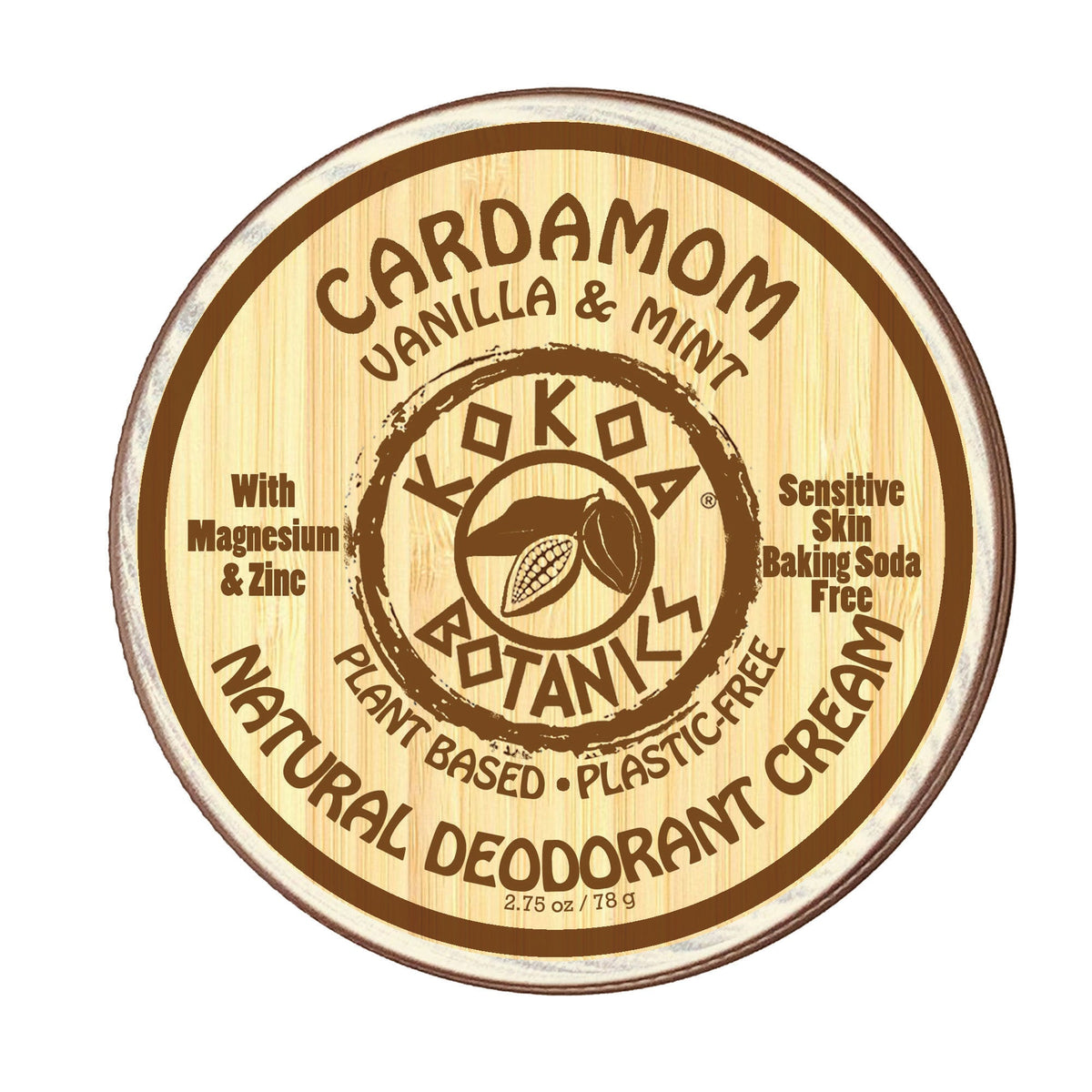 Natural Deodorant Cream - Cardamom Vanilla and Mint - Sensitive Skin - Baking Soda Free  - 2.75 oz