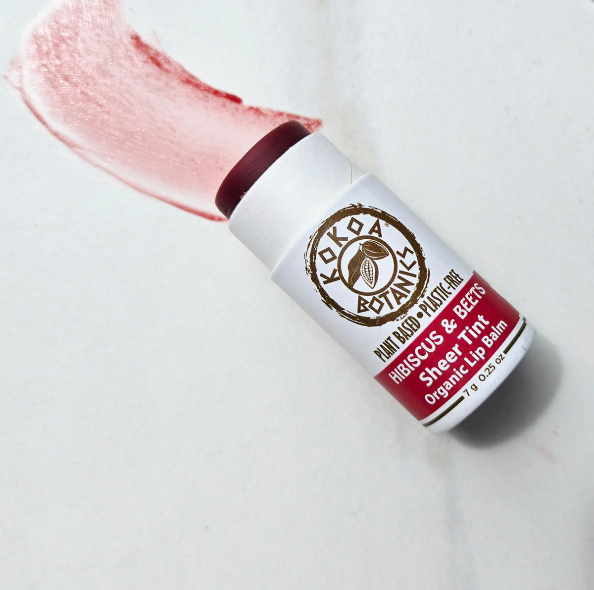 Natural Sheer Tint Lip Balm - Hibiscus and Beets - Vegan - Plastic-Free .25 oz