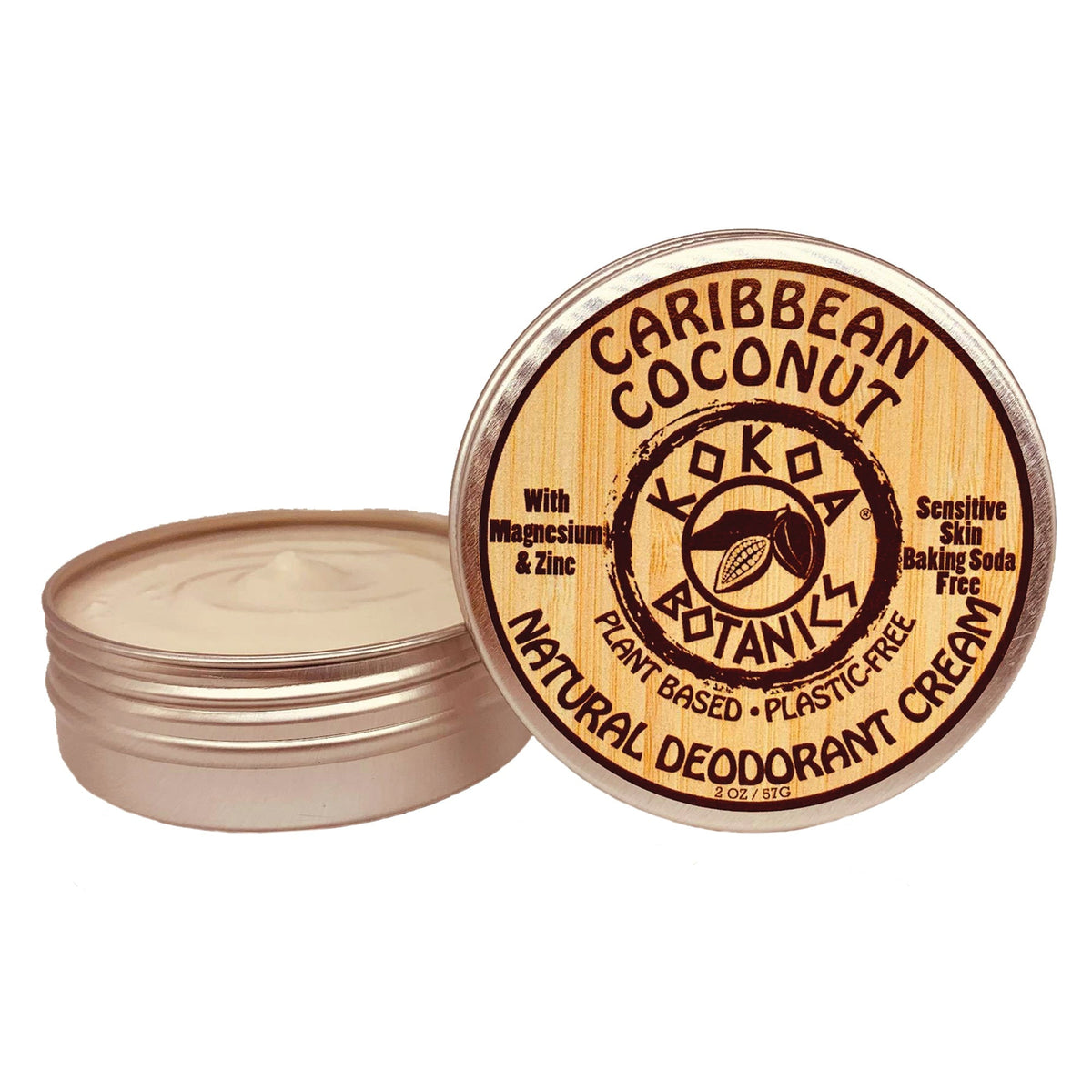 CARIBBEAN COCONUT - Natural Deodorant Cream - Sensitive Skin - Baking Soda Free  - 2.75 oz