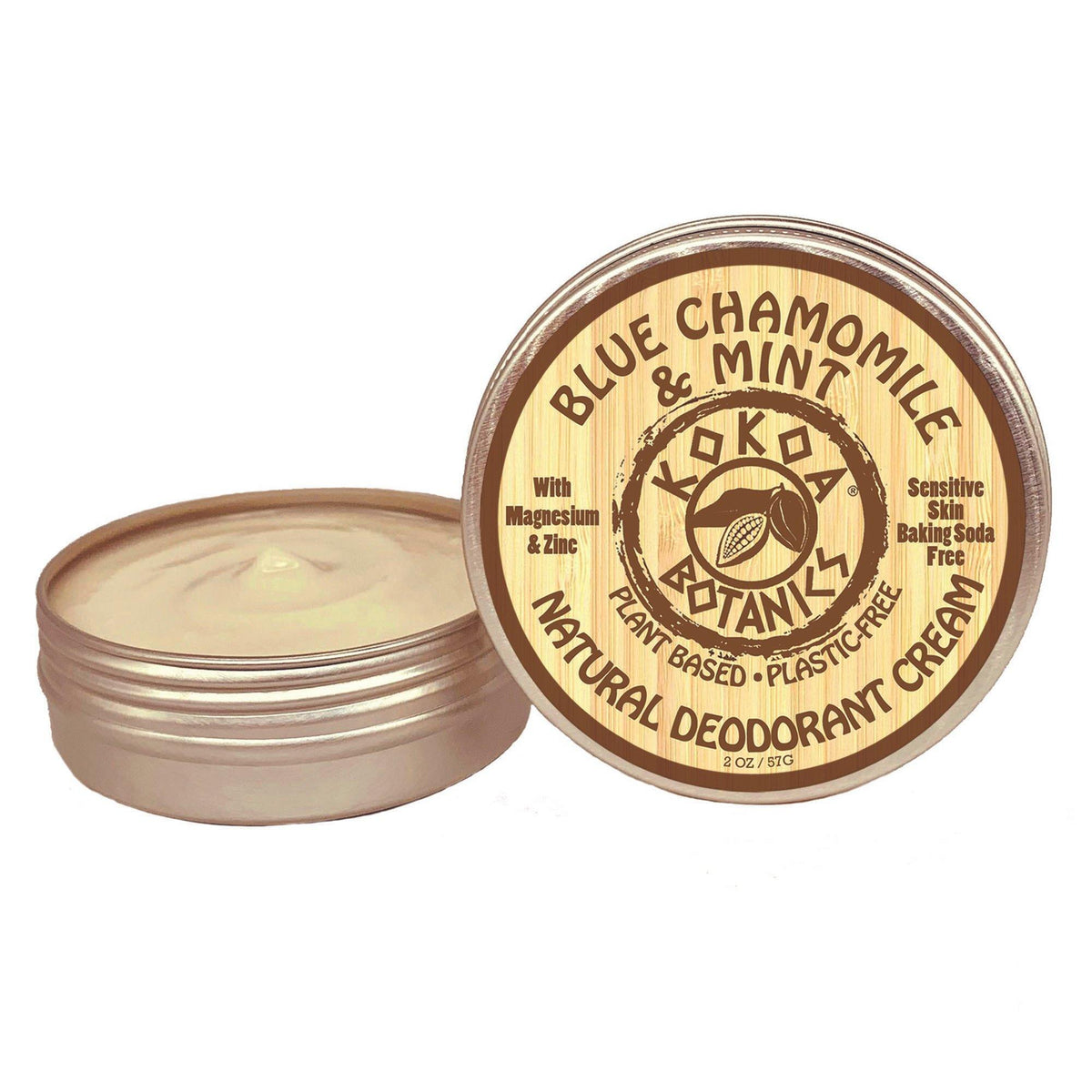 BLUE CHAMOMILE & MINT- Natural Deodorant Cream - Sensitive Skin – Baking Soda-Free  2.75 oz
