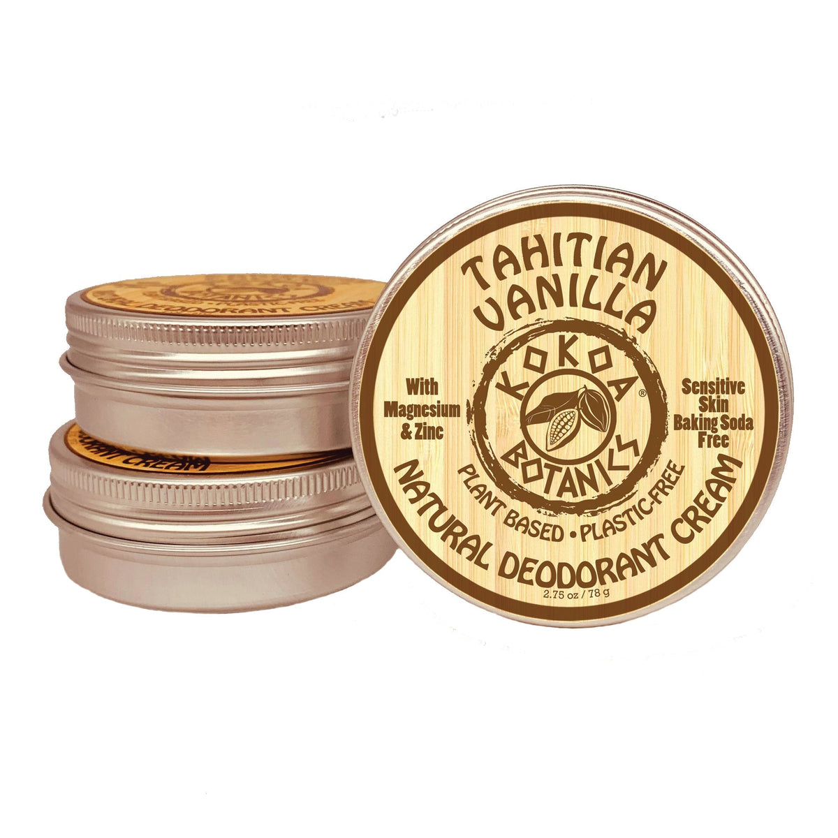 TAHITIAN VANILLA - Natural Deodorant Cream - Sensitive Skin - Baking Soda-Free - 2.75 oz